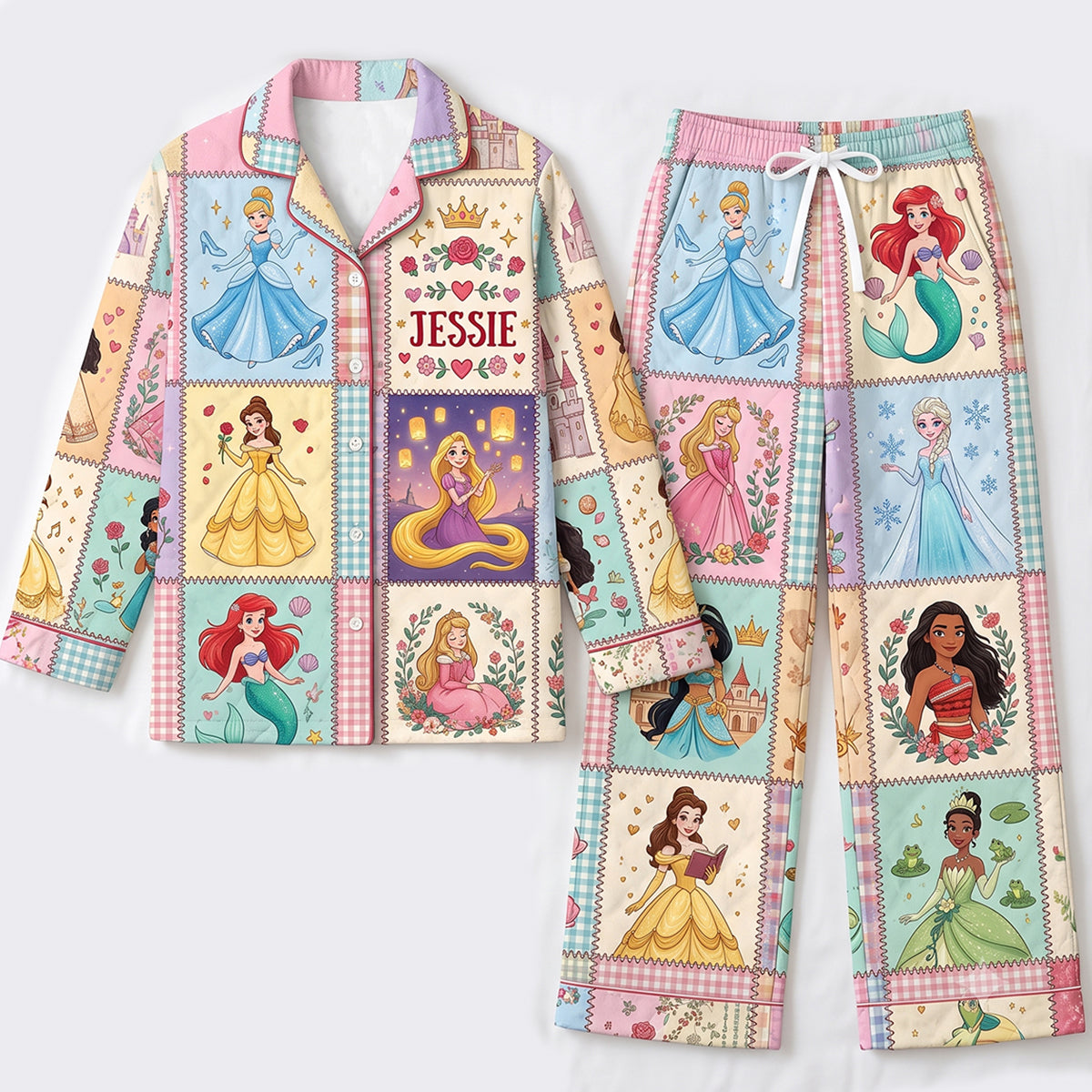 Childhood Princess Button Up Pajama Set - Personalized Gift For Kid 05NATN270826