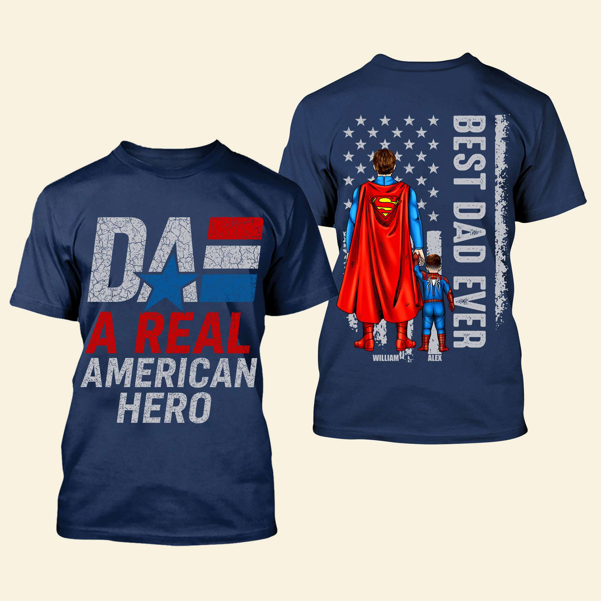 Personalized Gifts For Dad Shirt Dad A Real American Hero-Homacus