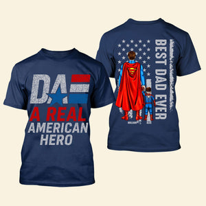 Personalized Gifts For Dad Shirt Dad A Real American Hero-Homacus