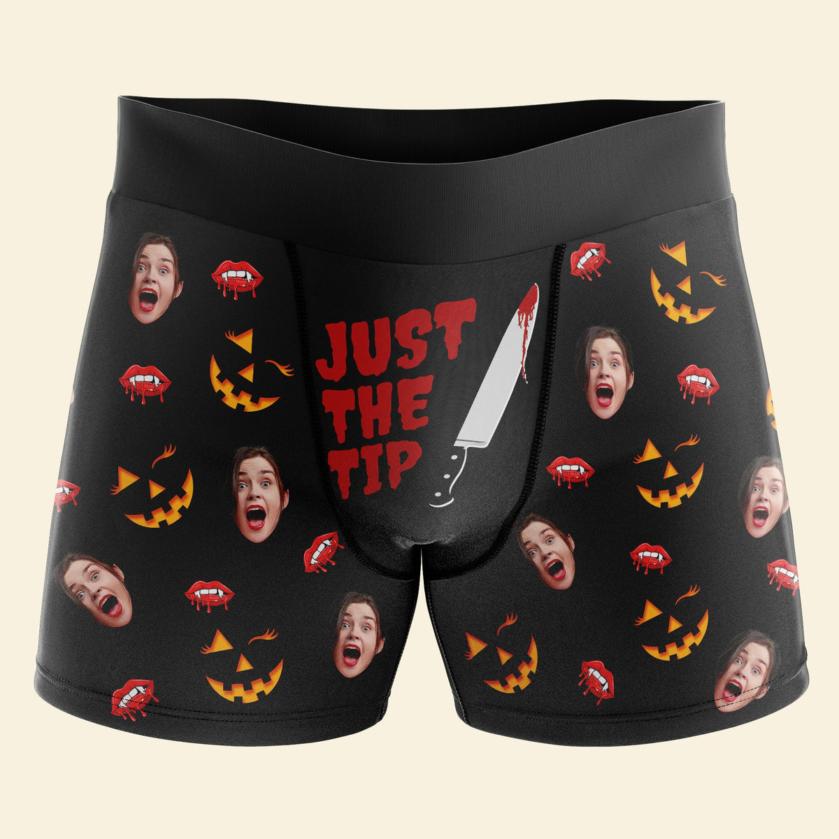 Custom Photo Gifts For Couple Boxer Briefs Halloween Pumpkin Smash Just Tip 03XQDT010824-Homacus