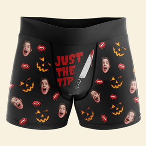 Custom Photo Gifts For Couple Boxer Briefs Halloween Pumpkin Smash Just Tip 03XQDT010824-Homacus