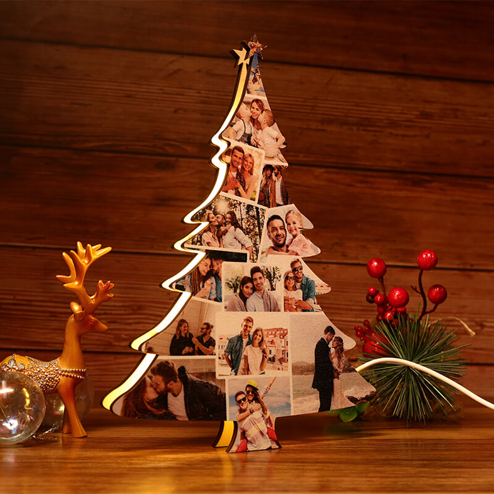 Custom Photo Gifts For Family Christmas Tree Shaped Light 41acxx280824-Homacus