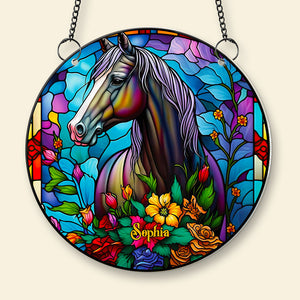 Horse With Flowers Suncatcher - Personalized Gifts For Horse Lover 04ACDT280824-Homacus