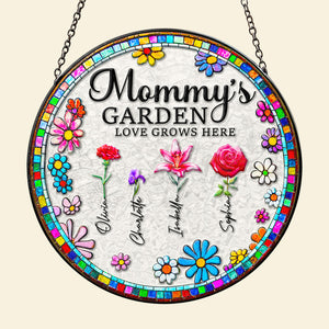 Personalized Gifts For Mom Stained Glass Mommy's Garden Love Grows Here 02ACDT220325-Homacus