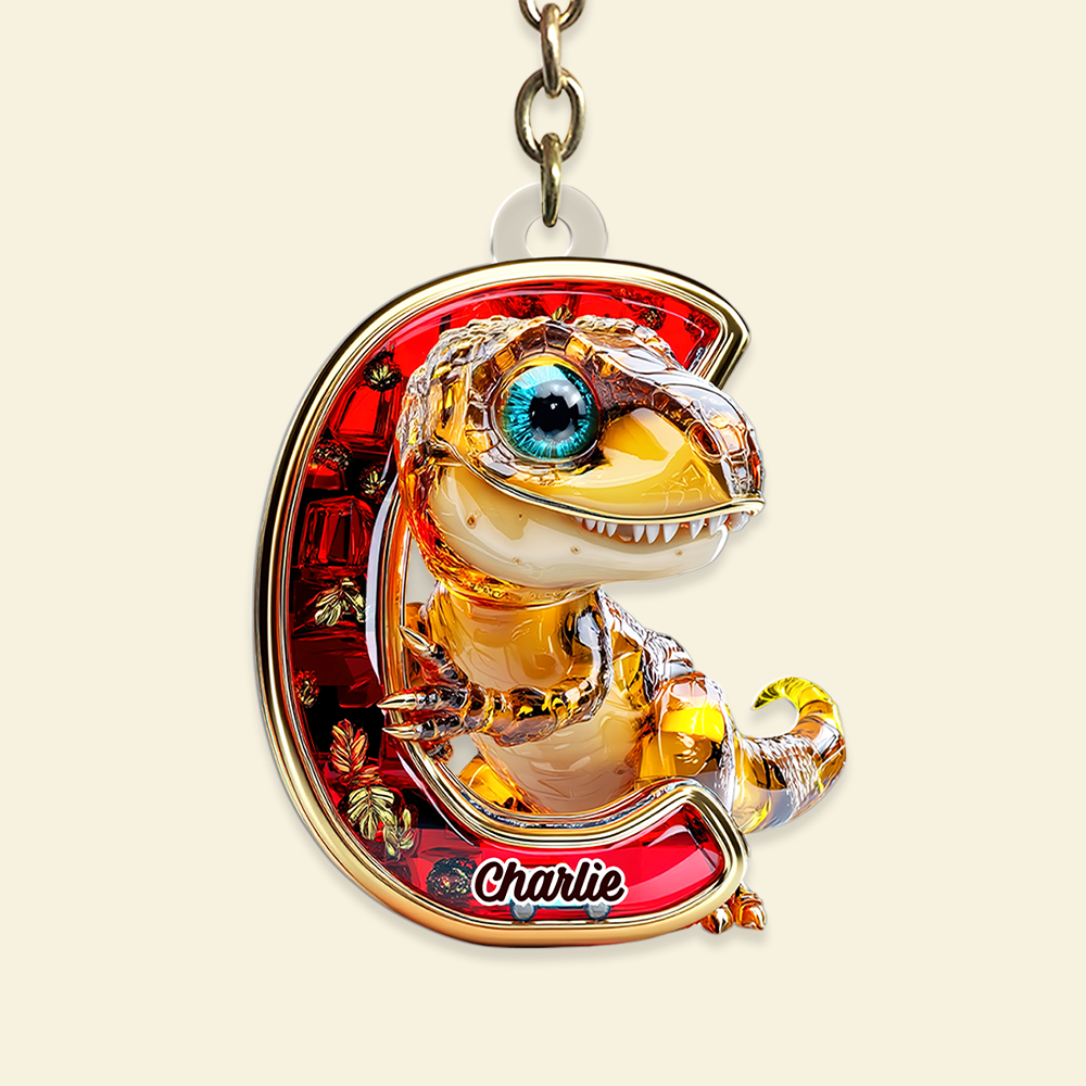 Dino Alphabet Letter Keychain- Personalized Gifts For Fans 01tgpu120625-Homacus