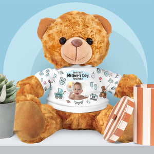 Custom Baby Photo Gifts For Mom Bear With Shirt 04tgqn030325 Our First Mother's Day Together-Homacus