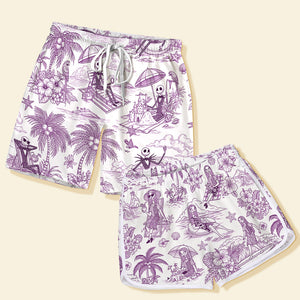 Spooky Couple Beach Shorts – Personalized Gifts For Couple 01pgqn140725-Homacus