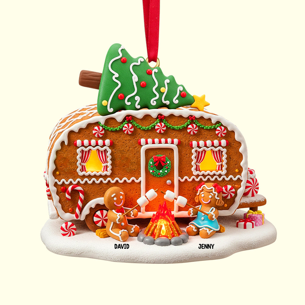 Personalized Gifts For Camping Gingerbread Couple Christmas Wooden Ornament 03pgtn190825-Homacus