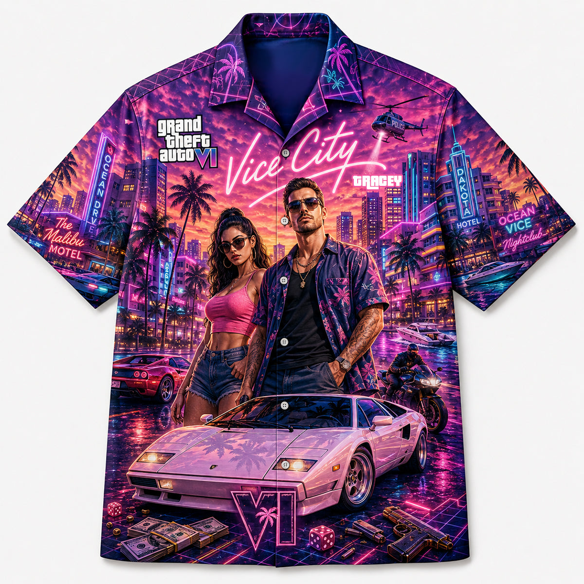 Neon Beach City Hawaiian Shirt - Personalized Gifts 02nadt010726-Homacus