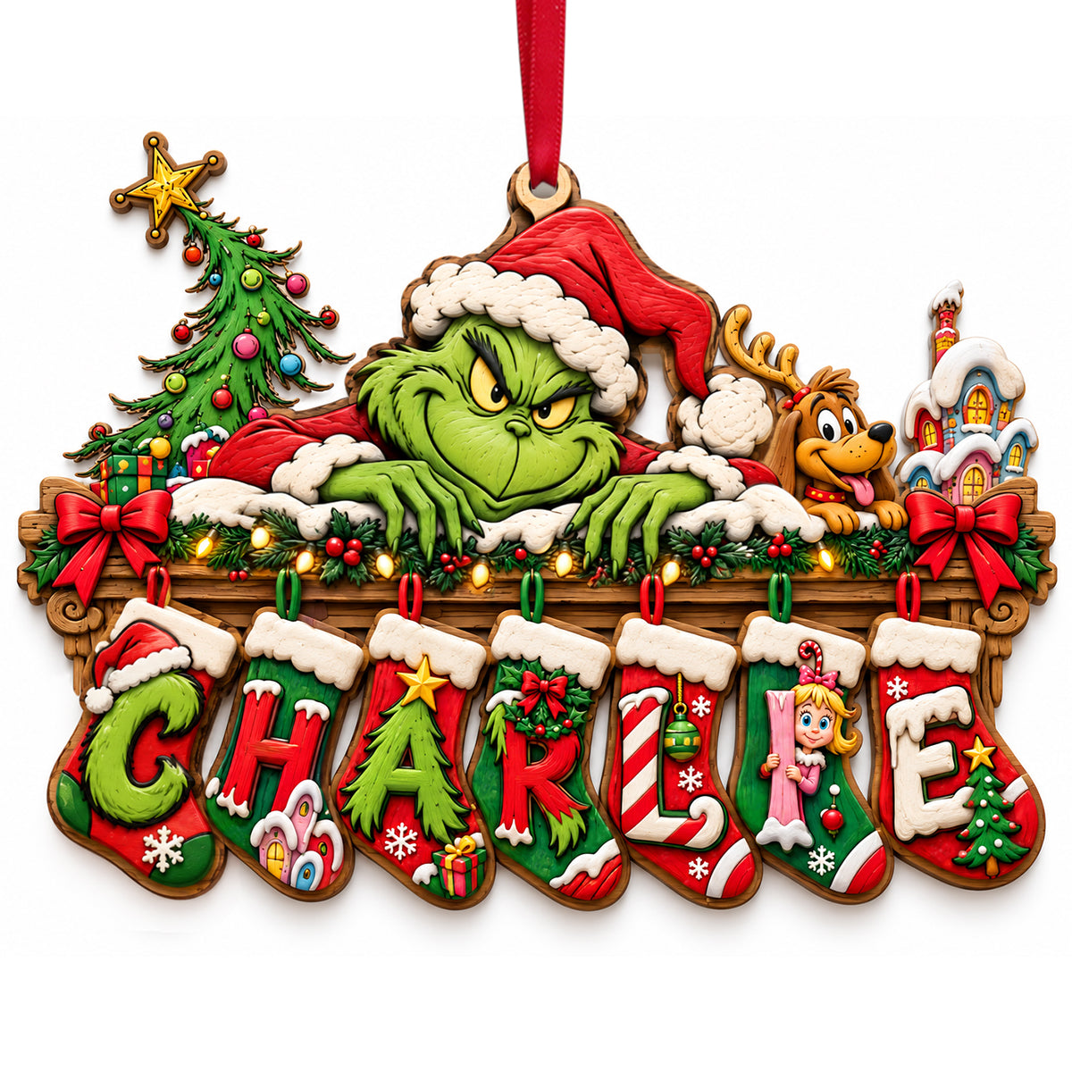 Name Art Alphabet Stocking Ornament, Personalized Gifts 01QHTN011026