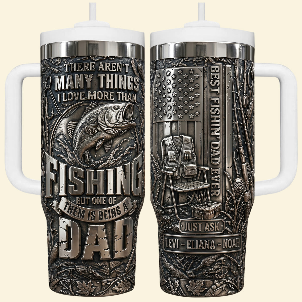 Bold Fishing Dad 40oz Tumbler With Handle, Personalized Gifts For Fishing Dad 05qhtn280426-Homacus