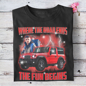 Personalized Bootleg Shirt Where The Road Ends Car Photo-Homacus