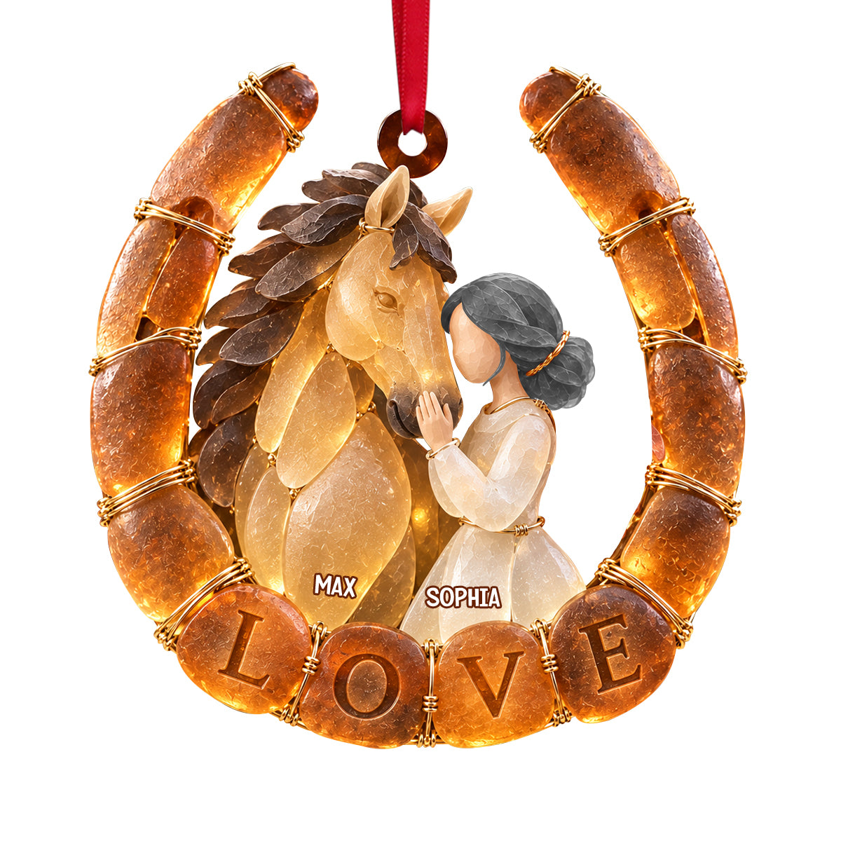 Attuned Horse Girl Sea Glass Effect Ornament, Personalized Gifts For Horse Lovers 05QHTN101026-Homacus