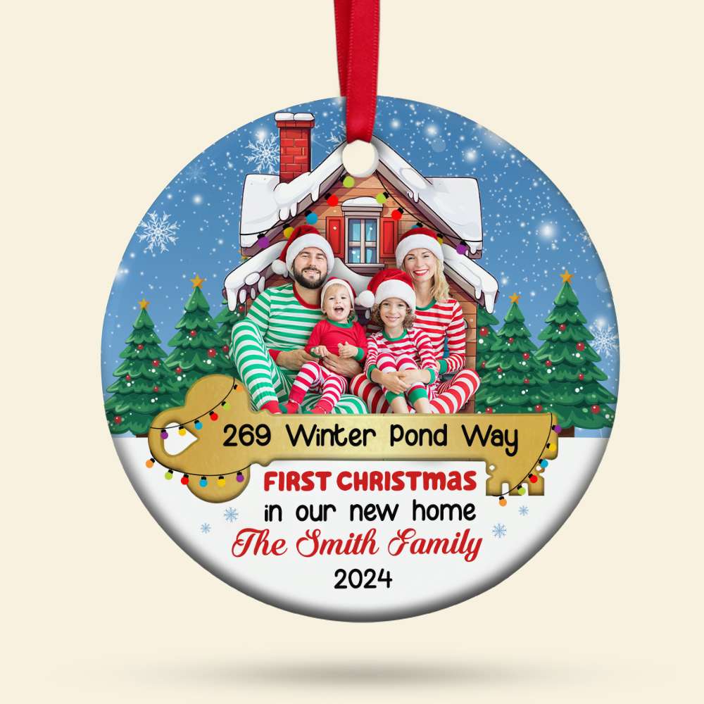 Custom Photo Gift for Family, First Christmas In New Home Ornament 02TODT111024-Homacus