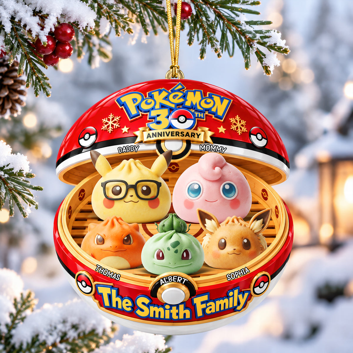 Cute Dumpling Family Christmas Ornament - Personalized Gifts For Family 04OHQN250926-Homacus