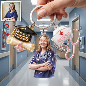 Proud Nurse Graduate Tag Keychain - Personalized Custom Photo Gift For Nurses 01NATN090526-Homacus