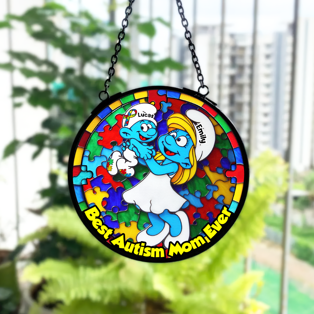 Personalized Gifts For Autism Mom Stained Glass, Blue Character 01tgpu210225-Homacus