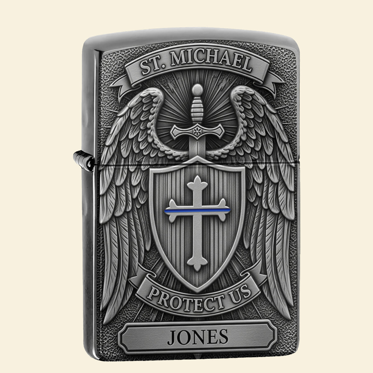Saint Michael Protect Us - Personalized Lighter For Police Officer, Captain, Sheriff-Homacus