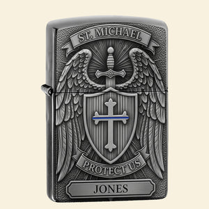 Saint Michael Protect Us - Personalized Lighter For Police Officer, Captain, Sheriff-Homacus