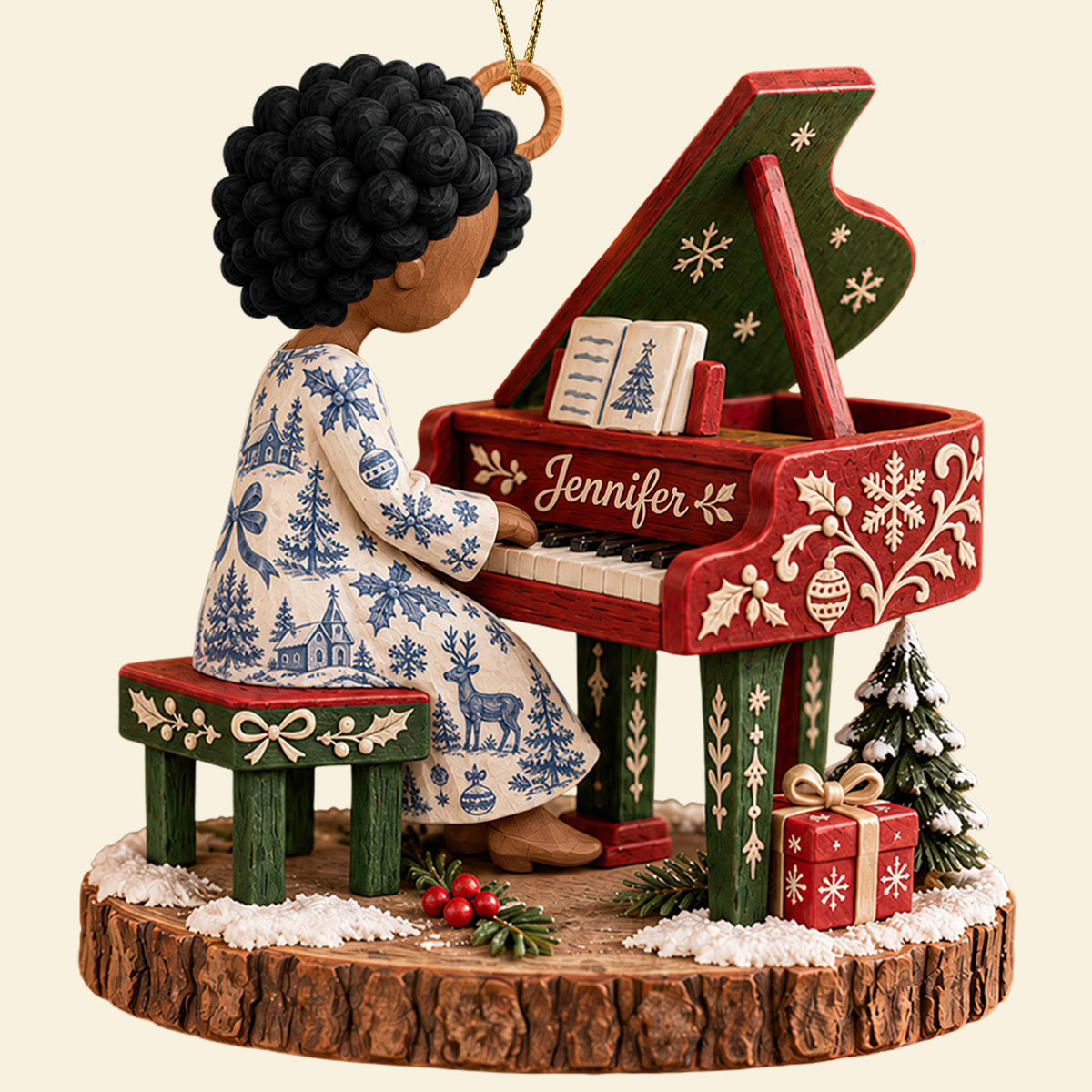 Pianist Girl Christmas Ornament - Personalized Gifts For Piano Lovers 04padt120926-Homacus