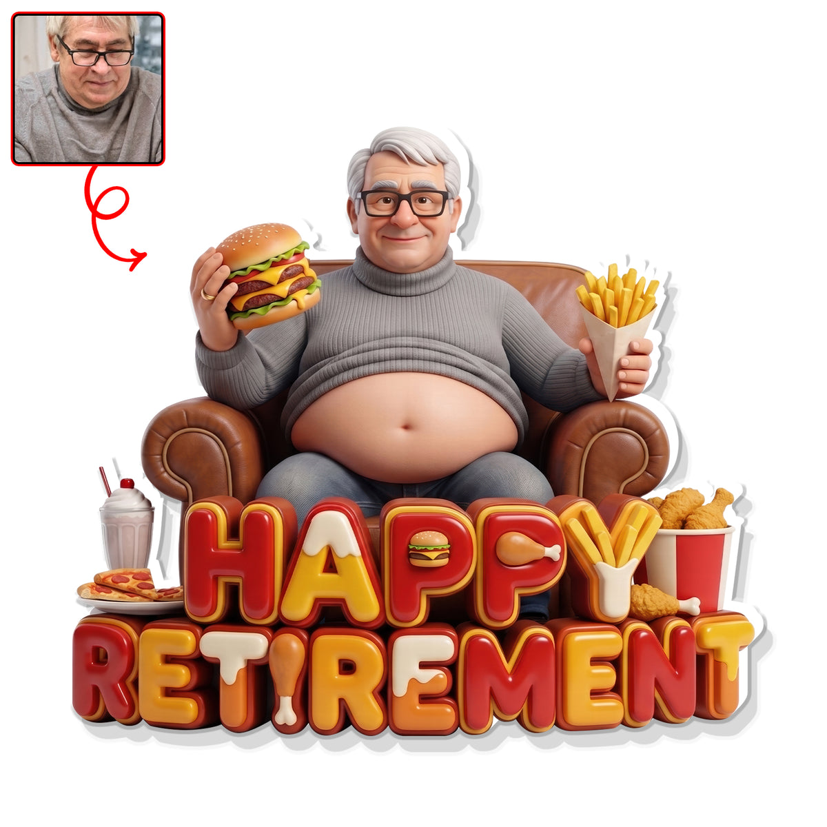 Happy Retired Fridge Magnet - Custom Photo Gifts For Retirement Anti-collision Acrylic Fridge Magnet 03PAQN110626-Homacus