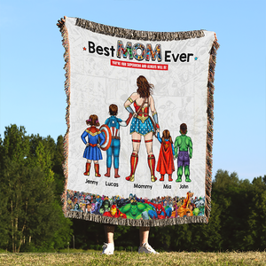 Personalized Gifts For Mom Woven Blanket Mother's Day Best Super Mom Ever-Homacus