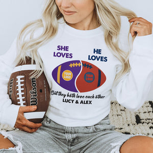 Custom Team Logo Shirt 05huti130123 American Football Shape Gifts For Couple-Homacus