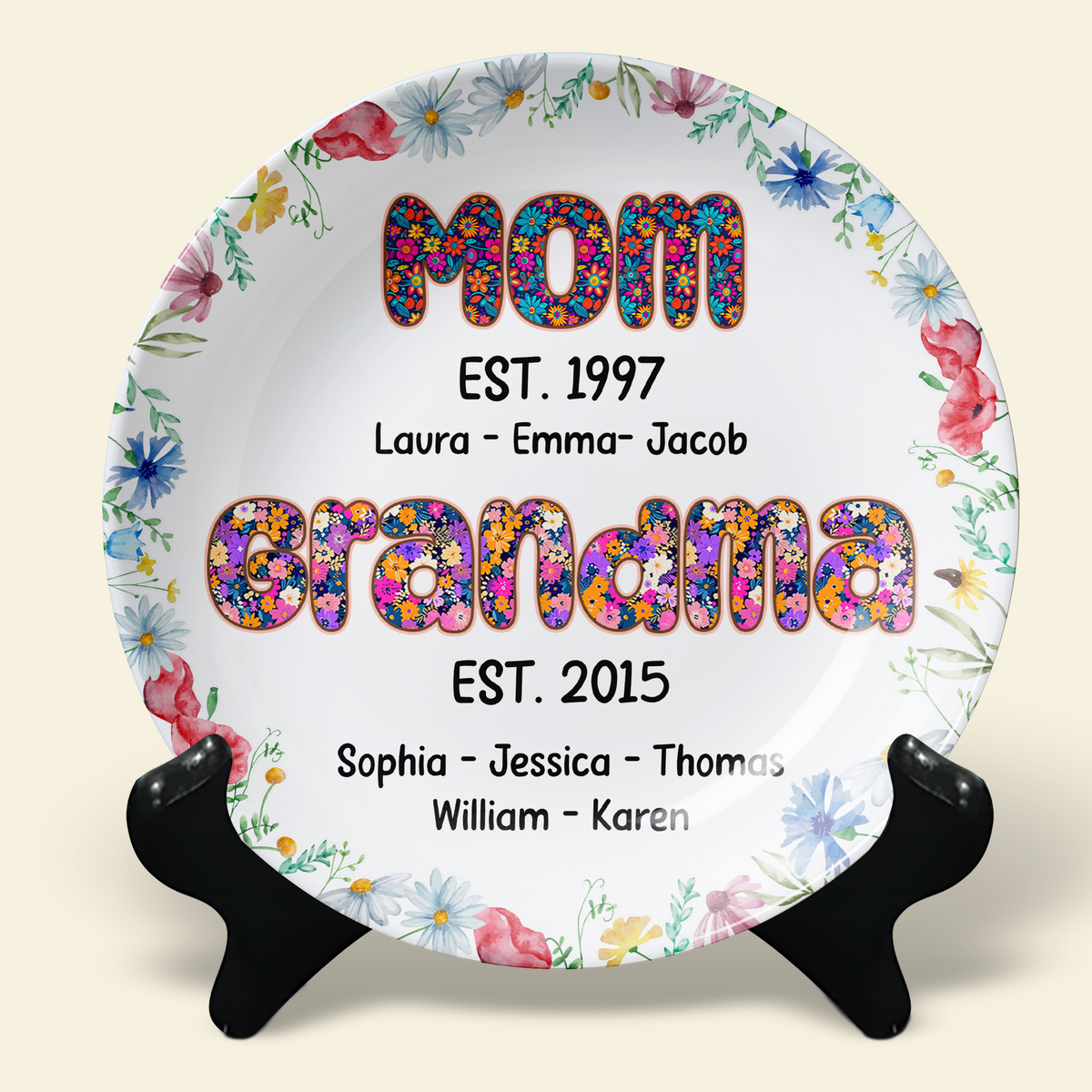Personalized Gifts For Mom Ceramic Round Plate 02xqpu240325-Homacus
