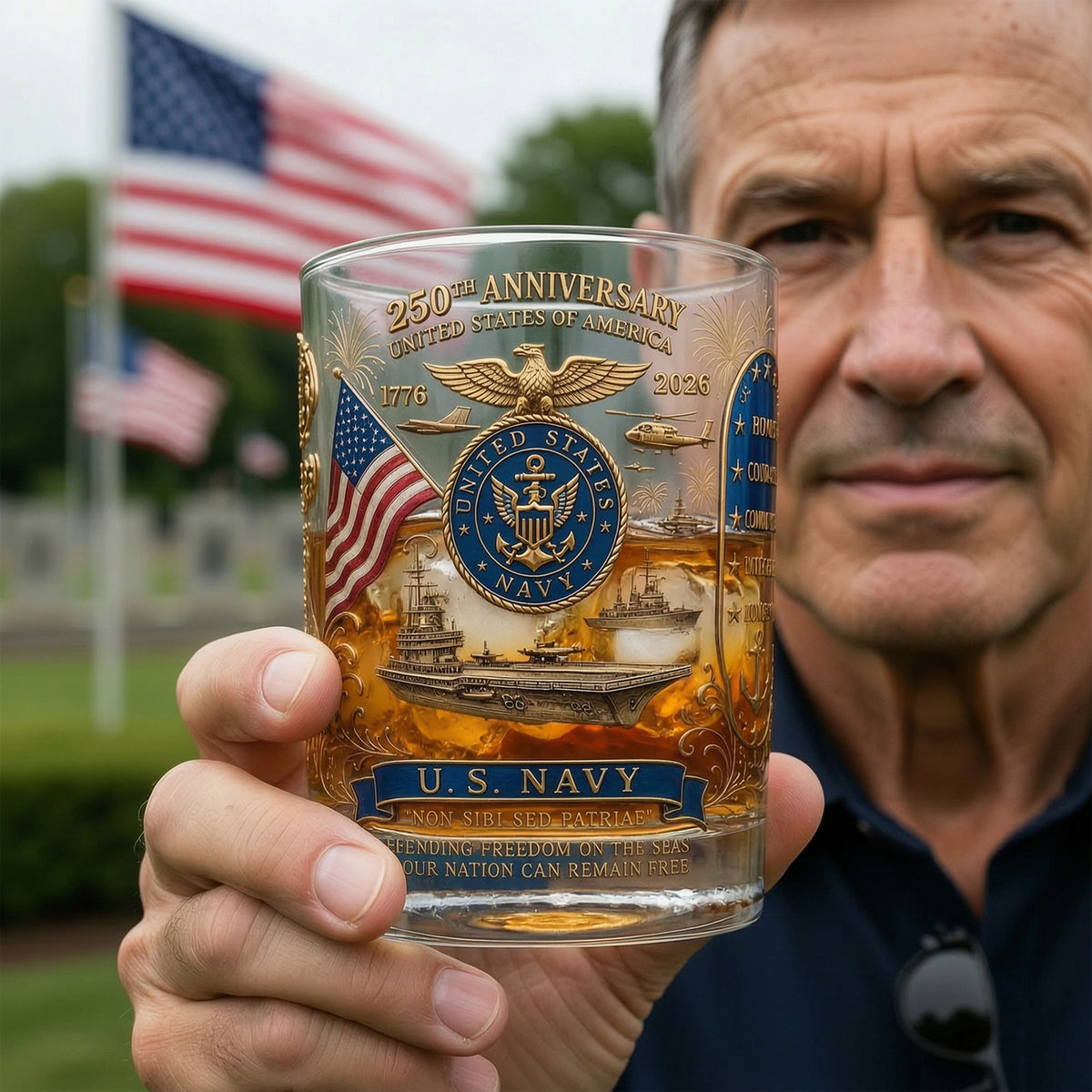 USA 250th Anniversary 11oz Round Glass - Gifts For Veterans 01qhqn290526-Homacus