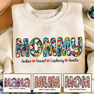 Personalized Gifts For Mom Shirt, Adorable Floral Grandkids 012ACDT290325-Homacus