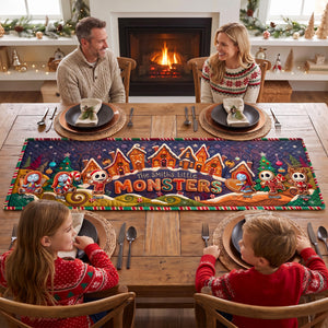 Little Monsters Gingerbread Quilted Table Runner Personalized Christmas Gifts 03PAQN270826