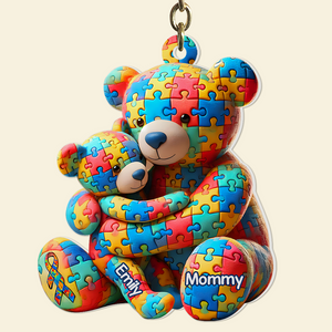 Personalized Gifts For Autism Keychain Bear Mother and Kid 03ohpu220225-Homacus