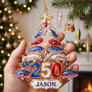 Fishing 250th USA Anniversary Ornament - Personalized Gifts For Christmas 04pgqn220826