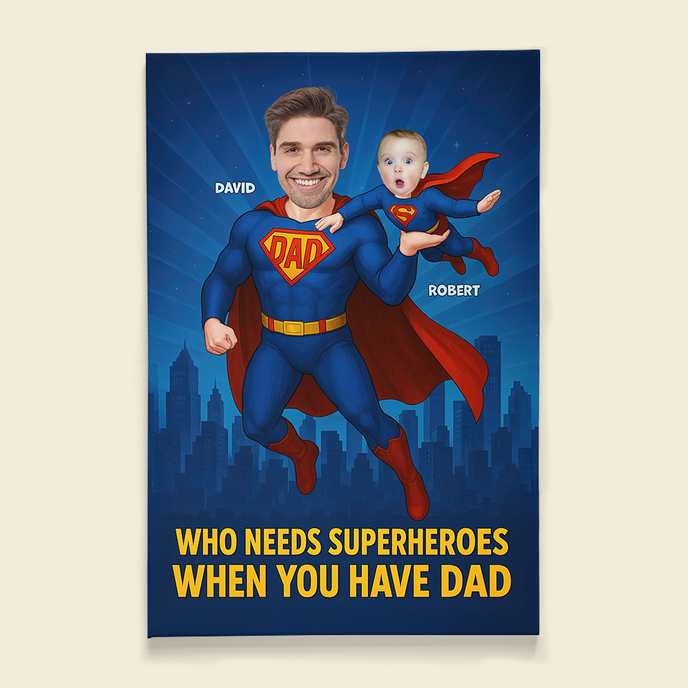 Super Dad Canvas Print - Custom Photo Gifts For Dad 02topu210525-Homacus