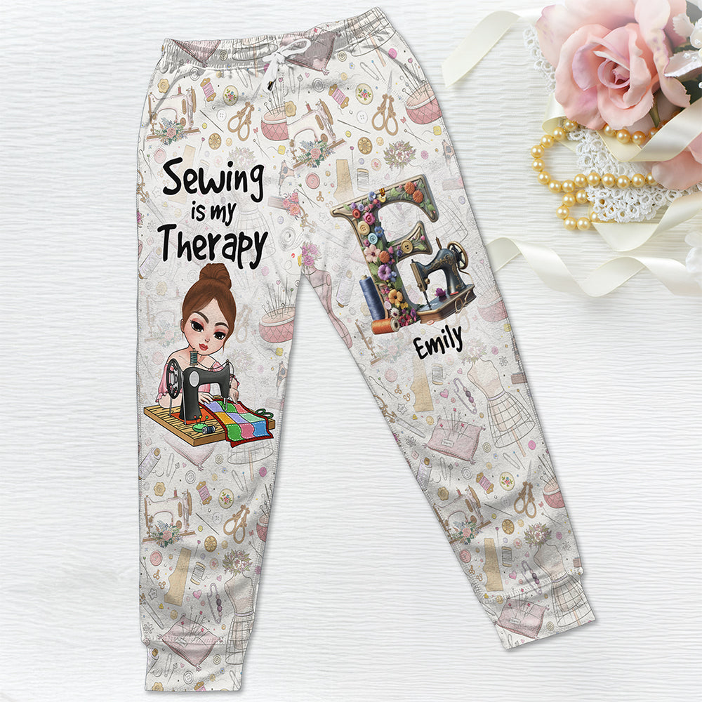 Personalized Gifts For Sewing Lovers 3D Sweatpants Custom Alphabet Letter-Homacus