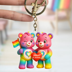 Rainbow Couple Keychain Personalized Gifts For LGBTQ+ Pride 01HUDT150525-Homacus