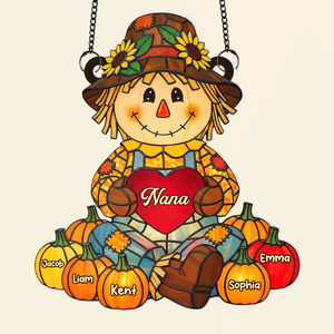 Autumn Scarecrow Grandma Suncatcher - Personalized Gifts For Grandma 06NAPU150725-Homacus