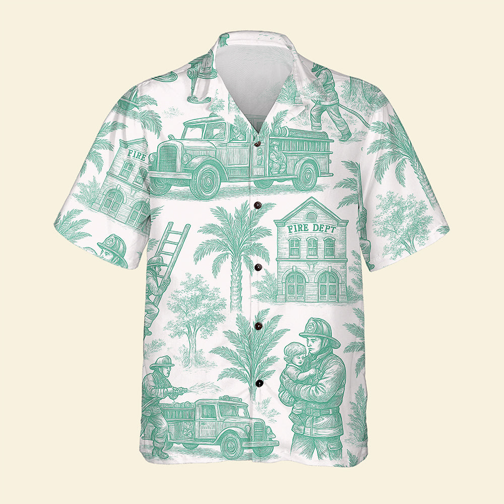 Firefighter Toile de Jouy Hawaiian Shirt - Gifts For Firefighters 04PGQN030725-Homacus