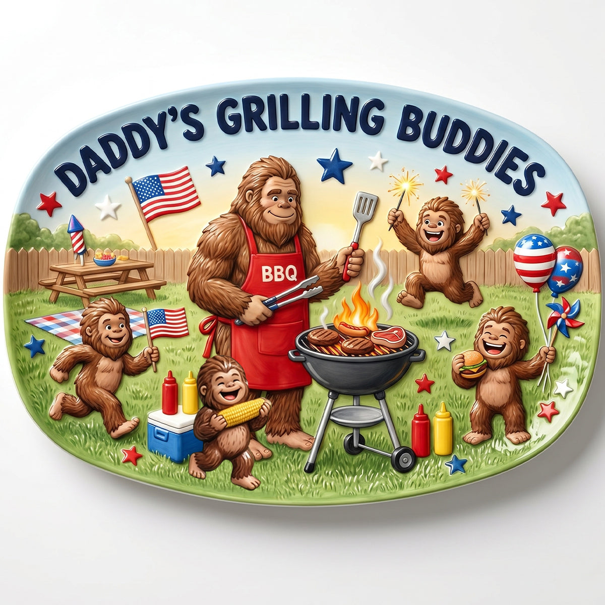 Bigfoot Dad Grilling Plate - Personalized Gifts For Dads 02natn200526-Homacus
