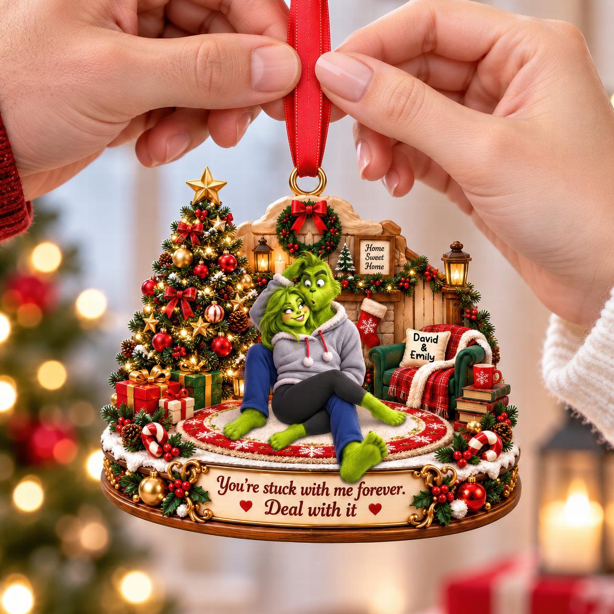 Furry Mischief Couples Acrylic Ornament - Personalized Christmas Gifts For Couples 10toqn210926