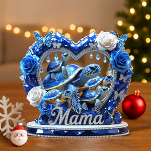 Sparkling Mama Turtle Plaque – Personalized Christmas Gifts For Mom 02XQQN240425-Homacus