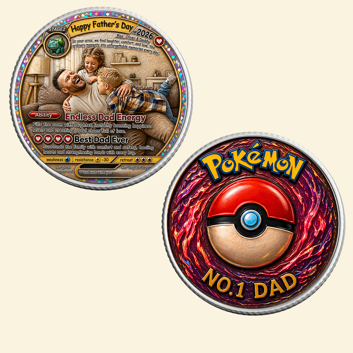 Endless Dad Energy Metal Coin Custom Photo Gifts For Dad 02TOTN250426-Homacus