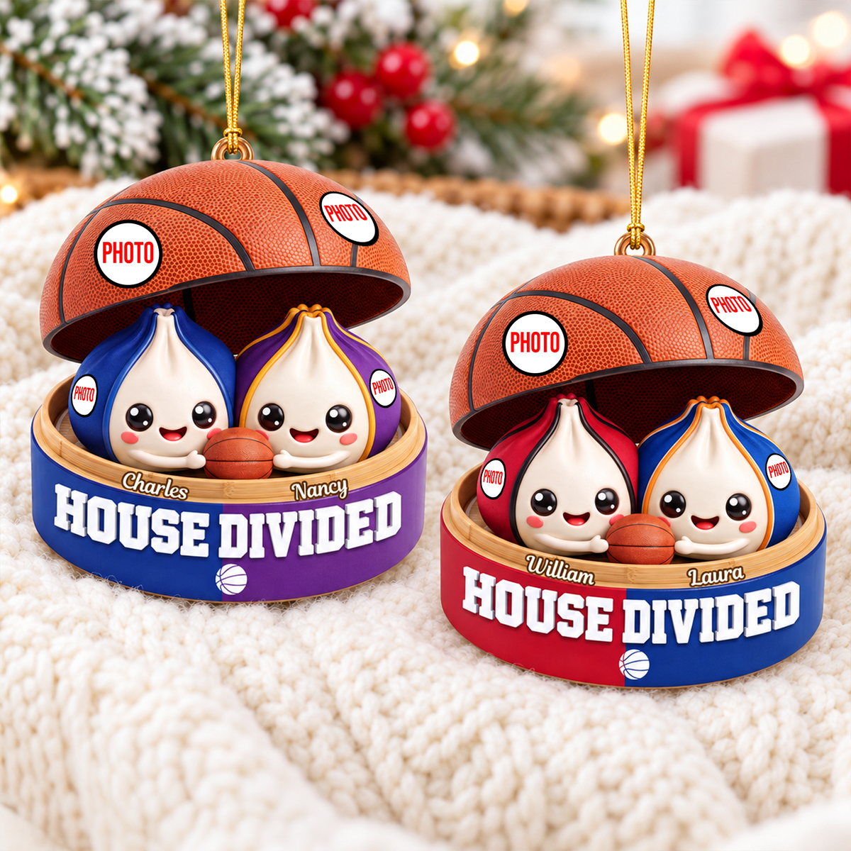 House United Dumpling Couple Ornament - Personalized Gifts For Sport Lover Couple Christmas Ornament 04HUQN131026-Homacus