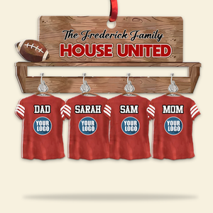 Football Family Ornaments - House Divided & Jersey Shirt With Custom Team Logo Gifts For Football Lovers-Homacus