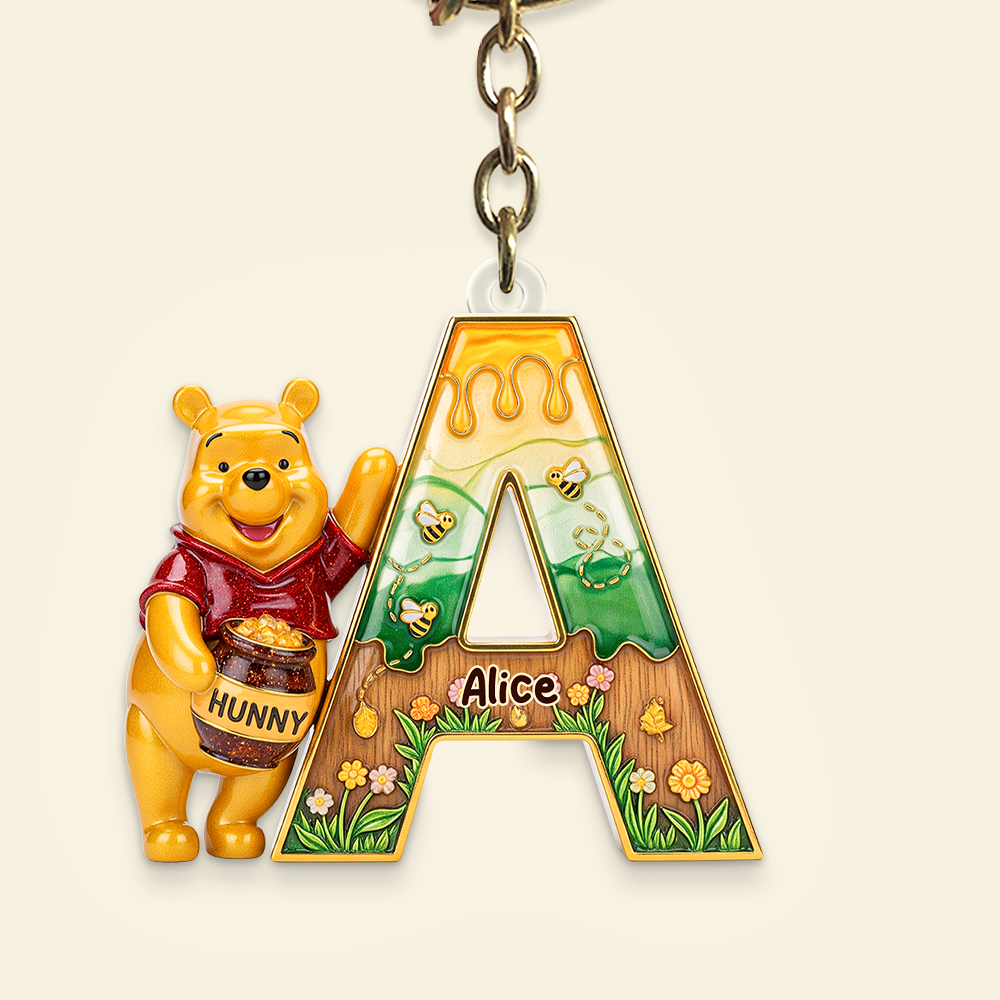 Festive Letter Keychain With Honey Jar – Custom Gift For Cartoon Fans 01napu190625-Homacus