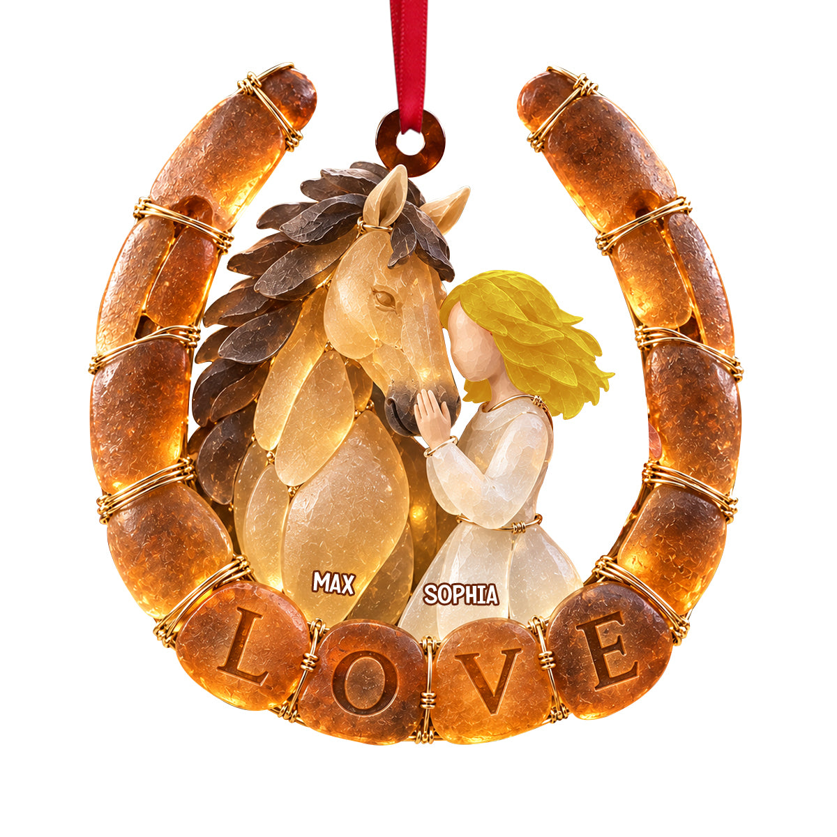 Attuned Horse Girl Sea Glass Effect Ornament, Personalized Gifts For Horse Lovers 05QHTN101026-Homacus