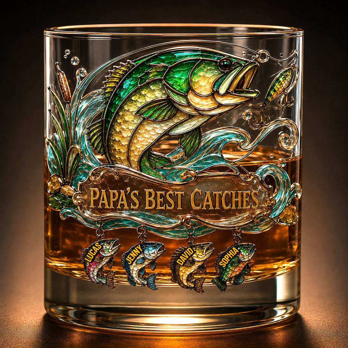 Fishing Papa Best Catches Round Glass - Personalized Gifts For Dad 06patn230526-Homacus