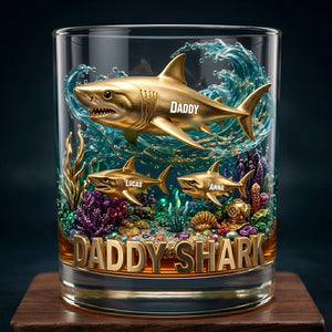 Shark Dad Round Glass - Personalized Gifts For Dad 02tytn260526-Homacus