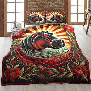 Gifts For Highland Hippo Lovers Quilt Bedding Set Special Line 04xqqn140125-Homacus