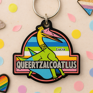 Colorful Dinosaur Keychain – Personalized Gifts for LGBTQ+ Pride 03hupu050625-Homacus